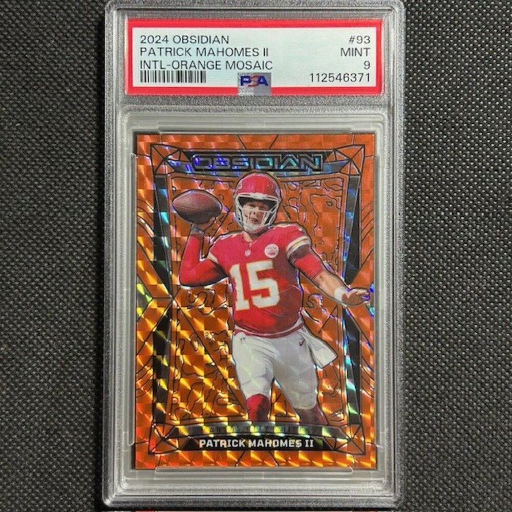 2024 Obsidian Patrick Mahomes International Orange Mosiac /24 SSP Chiefs PSA 9